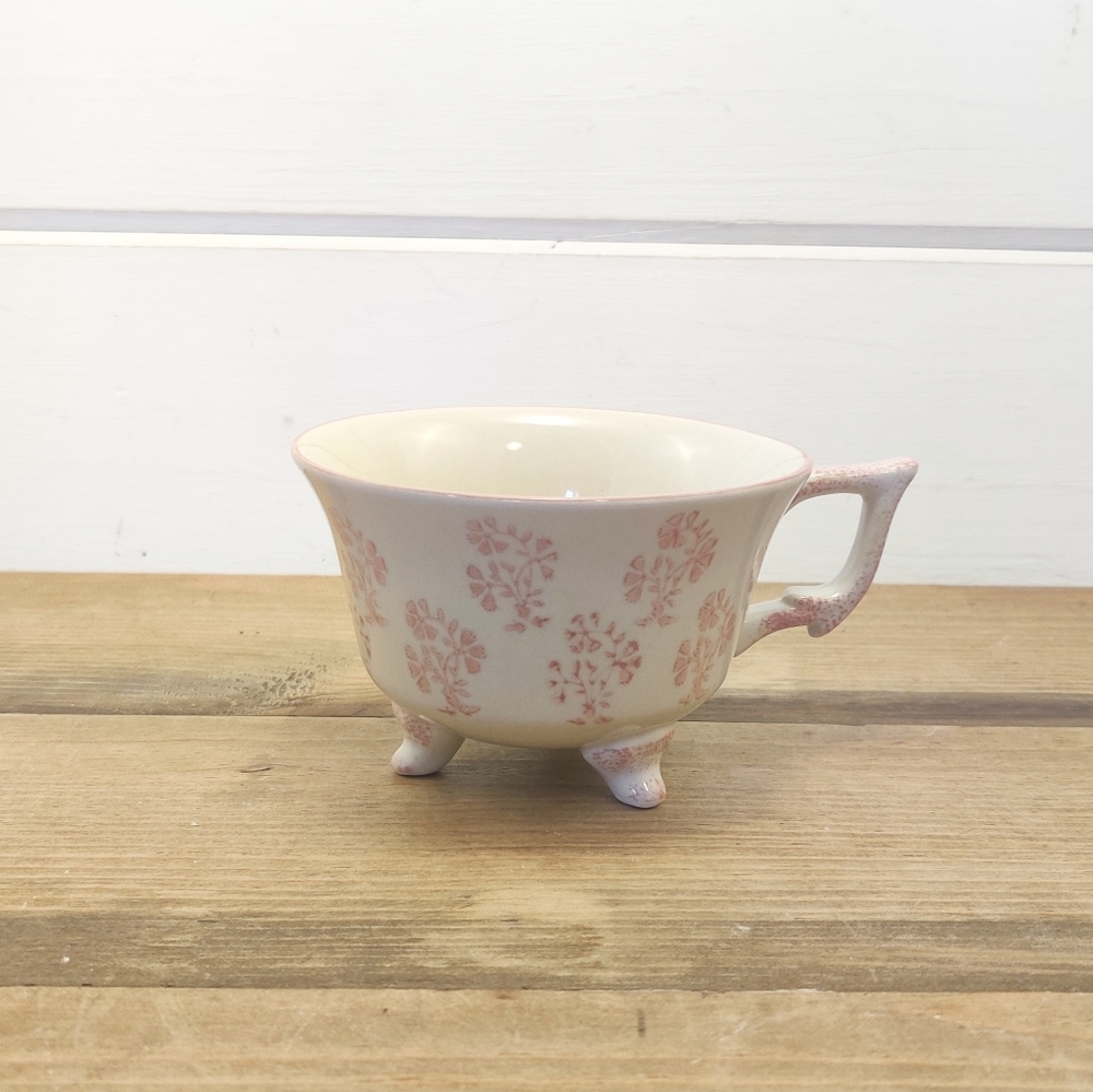 World Market Pink Floral Footed Coffee Tea Cup